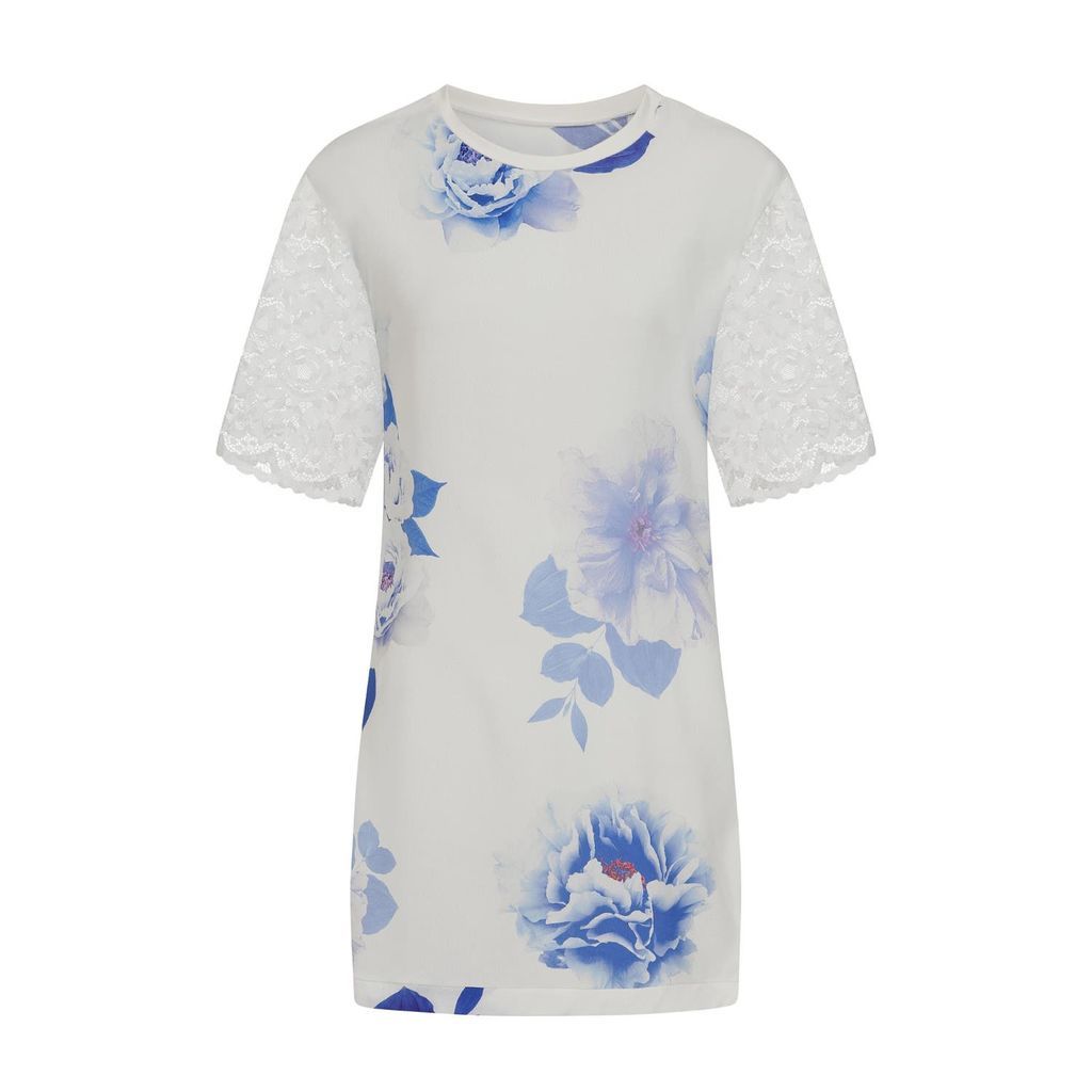 Women's White Floral Tunic Dress Extra Small Sophie Cameron Davies