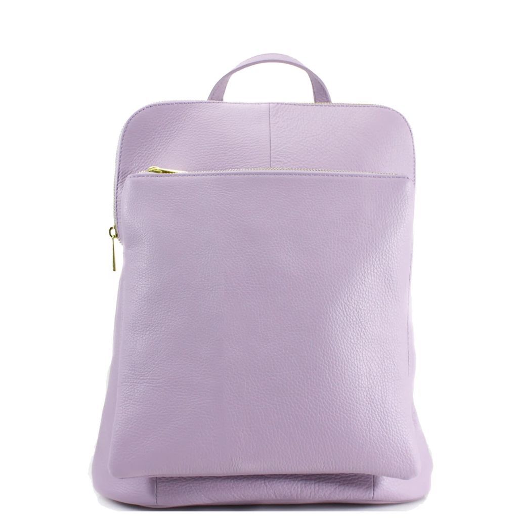 Women's Pink / Purple Lilac Soft Pebbled Leather Pocket Backpack Badre Sostter