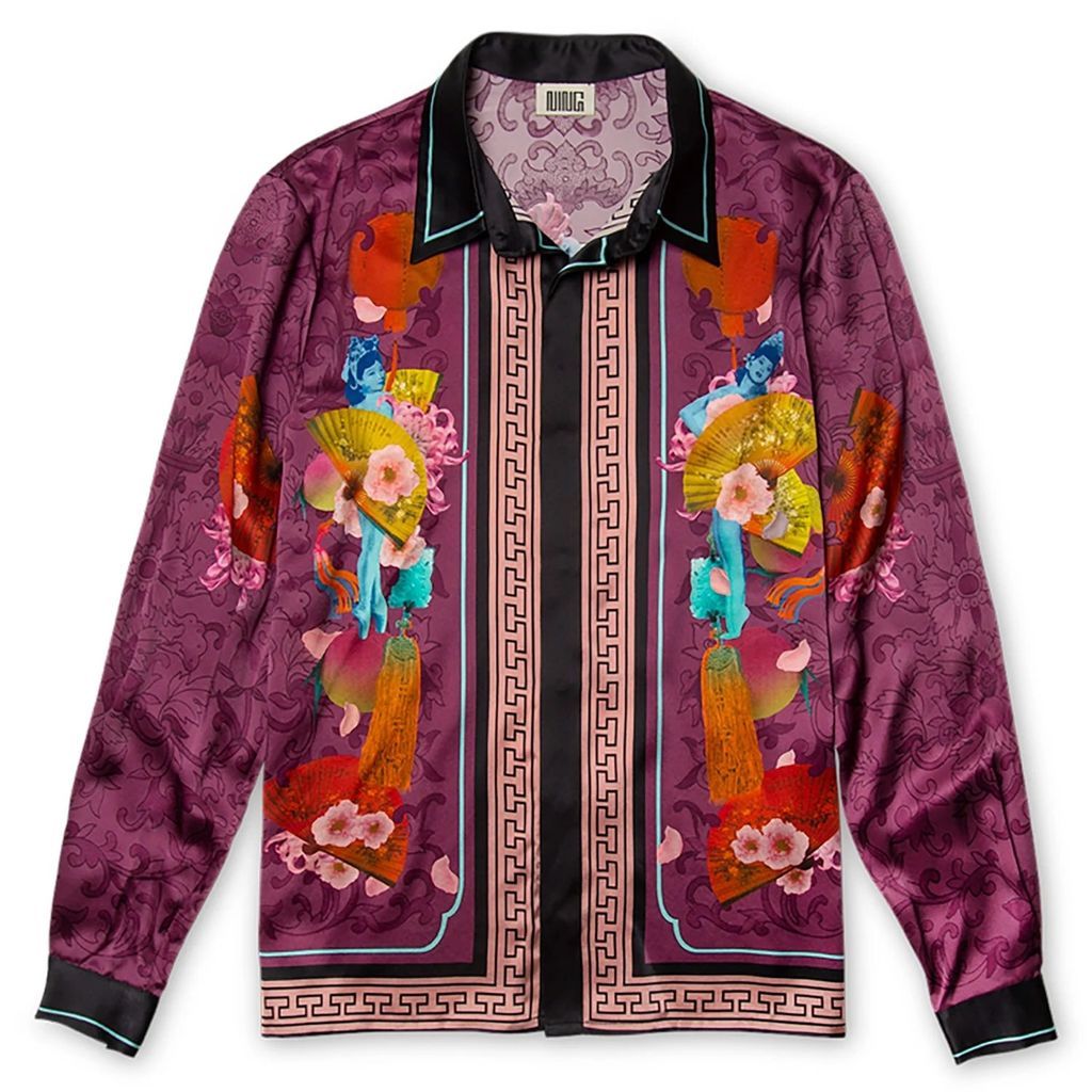 Women's Pink / Purple Long-Sleeve Festive Silk Shirt In Burgundy Small Ning Dynasty