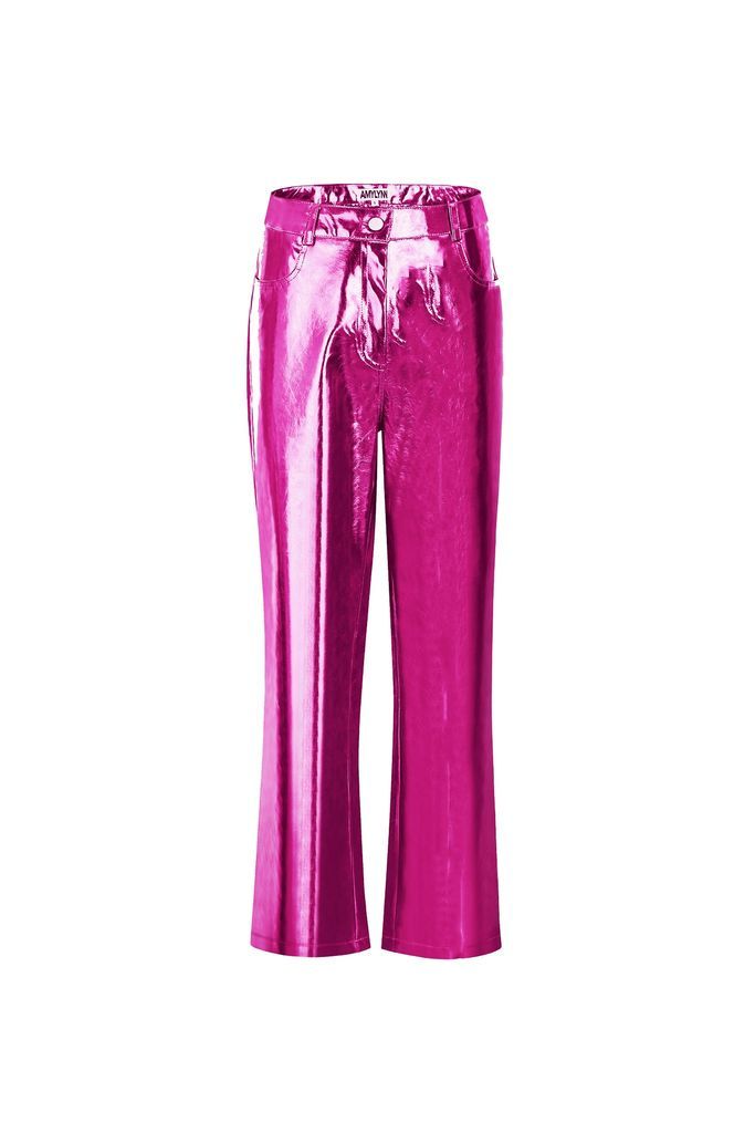 Women's Pink / Purple Lupe Magenta Metallic Pu Trousers Extra Small AMY LYNN