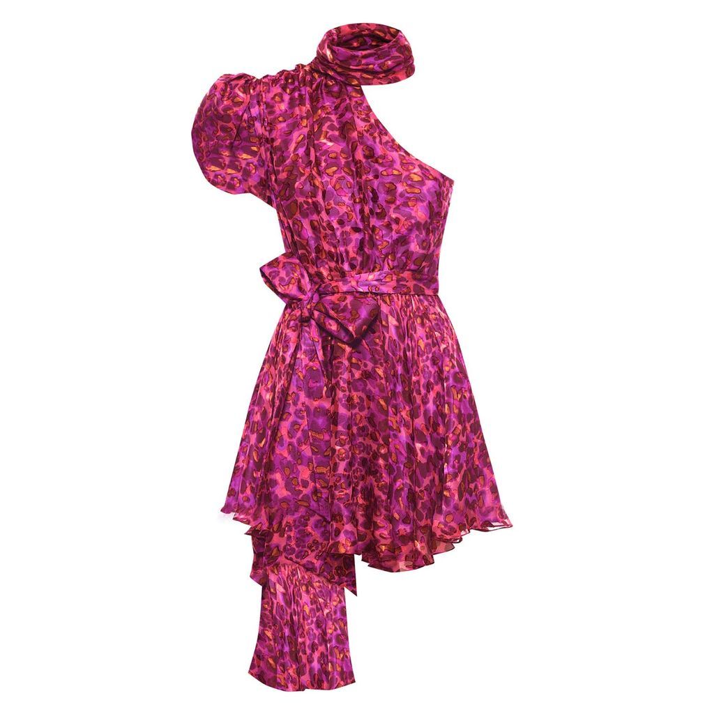 Women's Pink / Purple One Shoulder Silk Dress In Pink Amaranth Extra Small EPUZER