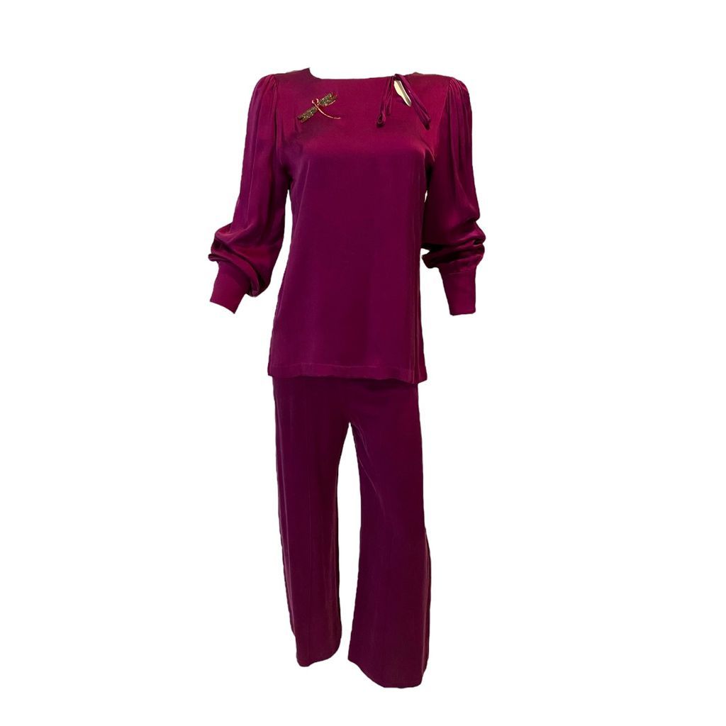 Women's Pink / Purple Plum Dragonfly Pants Set Small Julia Clancey
