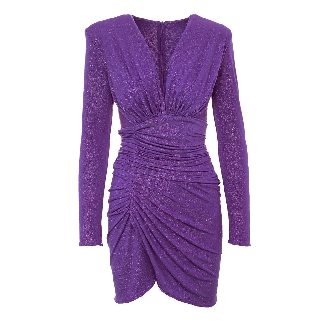 Women's Pink / Purple Purple Mini Dress With Silver Inserts Extra Small BLUZAT