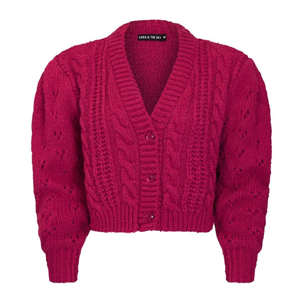 Women's Pink / Purple Rocky Cable Cropped Cardigan - Pink & Purple Small Cara & The Sky