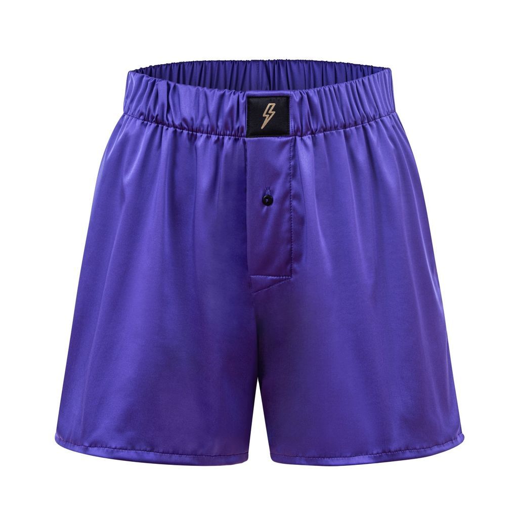 Women's Pink / Purple Satin Boxer Shorts - Purple Rain Small Ekcentrik