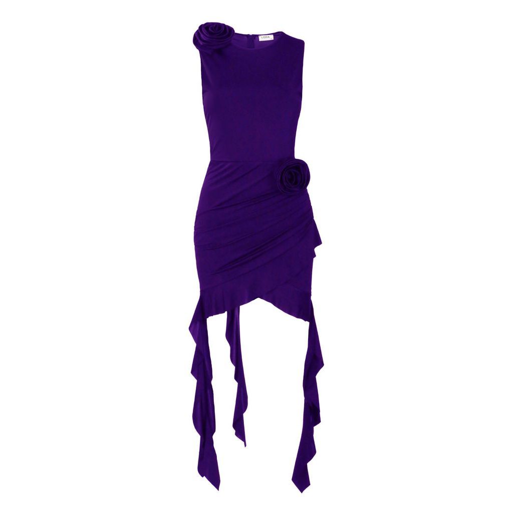 Women's Pink / Purple Shelley Purple Flower Dress Extra Small LORA