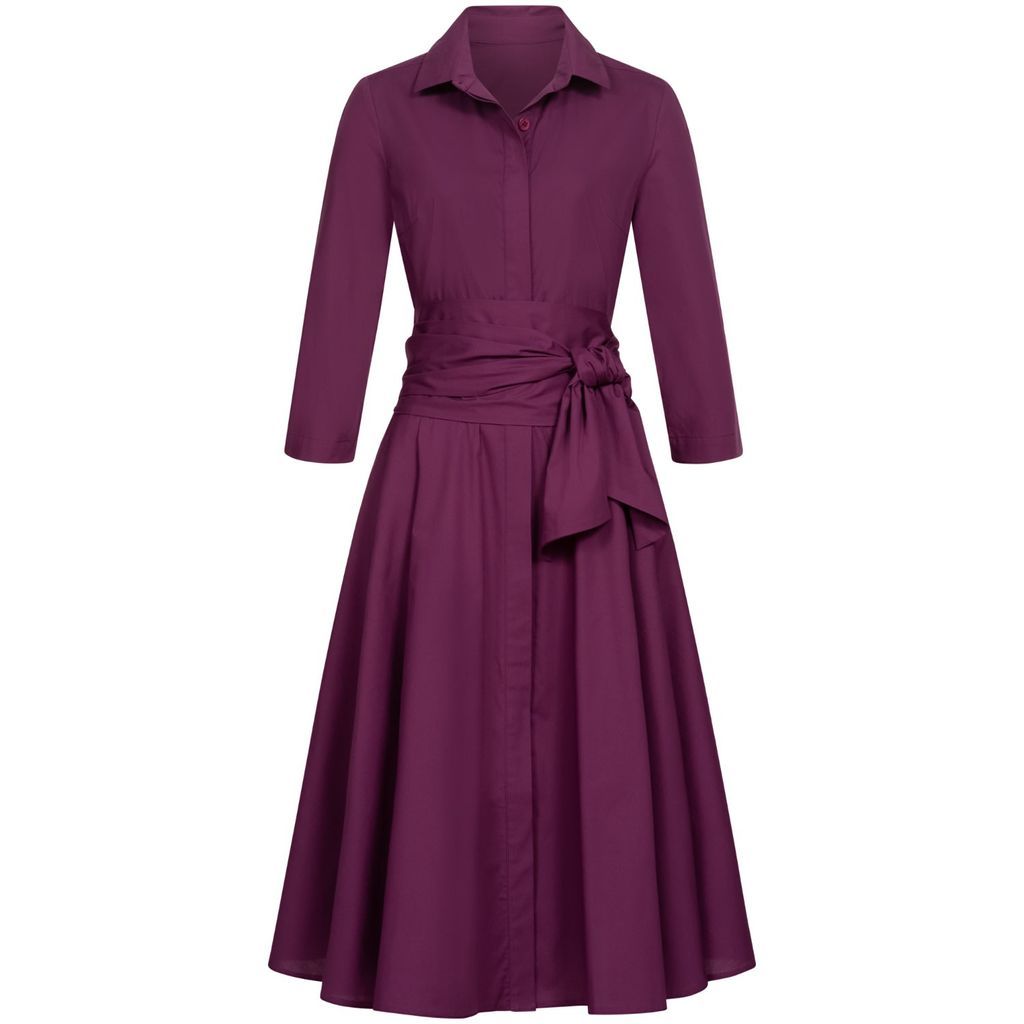 Women's Pink / Purple Shirtdress With Tie Belt Eggplant Extra Small Marianna Déri