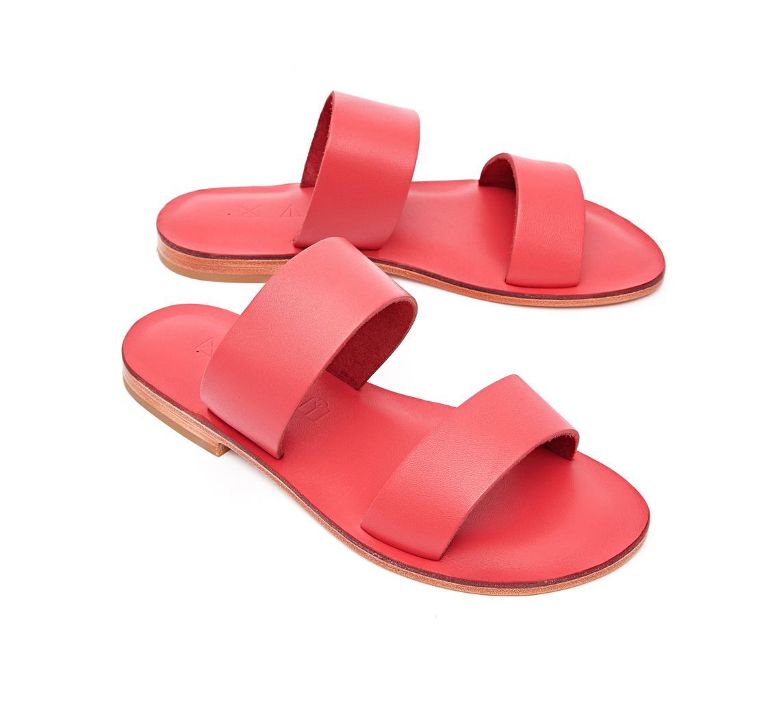 Women's Pink / Purple Sun Leather Flat Sandals - Pomegranate 2 Uk Maki Sandals