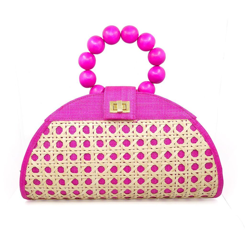 Women's Pink / Purple The Isabella Pink Rattan Woven Handbag Soli & Sun