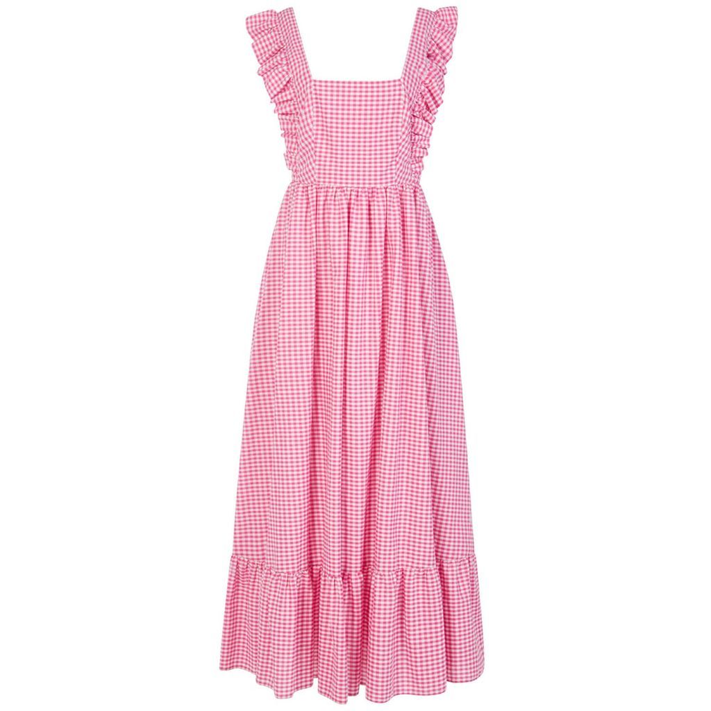 Women's Pink / Purple The Rosa Tie Back Maxi Dress In Pink Gingham Xxs Lavaand