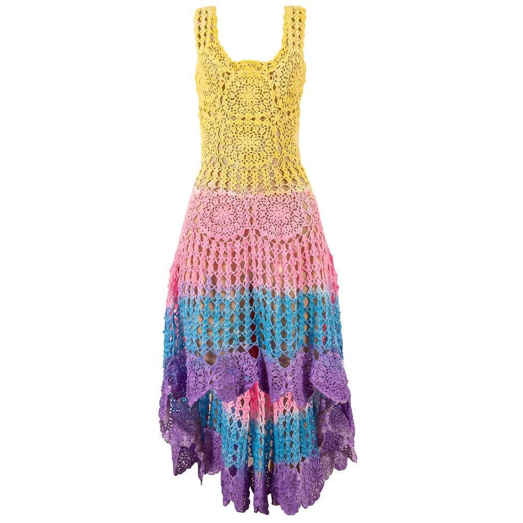 Women's Pink / Purple Tie Dye Crochet Dress S/M Tricult