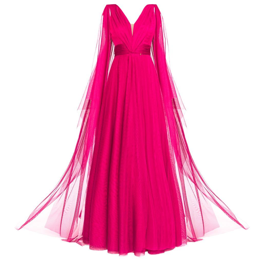 Women's Pink / Purple Tulle Evening Gown Hot Pink Xxs Angelika Jozefczyk