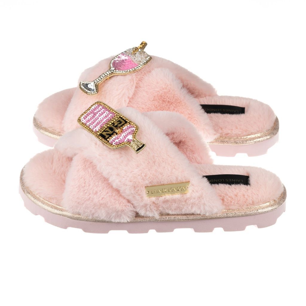 Women's Pink / Purple Ultralight Chic Laines Slipper Sliders With Pink Gin Brooches - Pink Medium LAINES LONDON