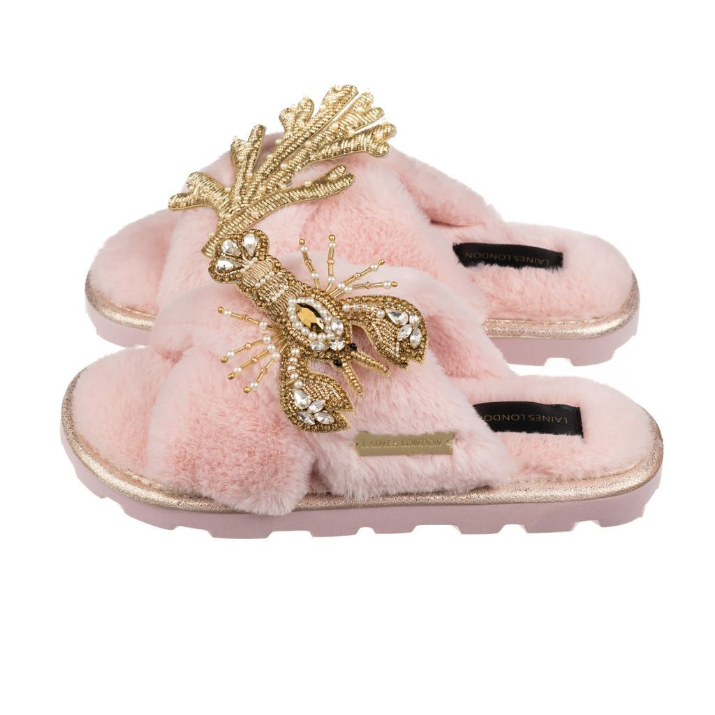 Women's Pink / Purple Ultralight Chic Slipper Sliders With Gold Lobster & Coral Brooches - Pink Medium LAINES LONDON