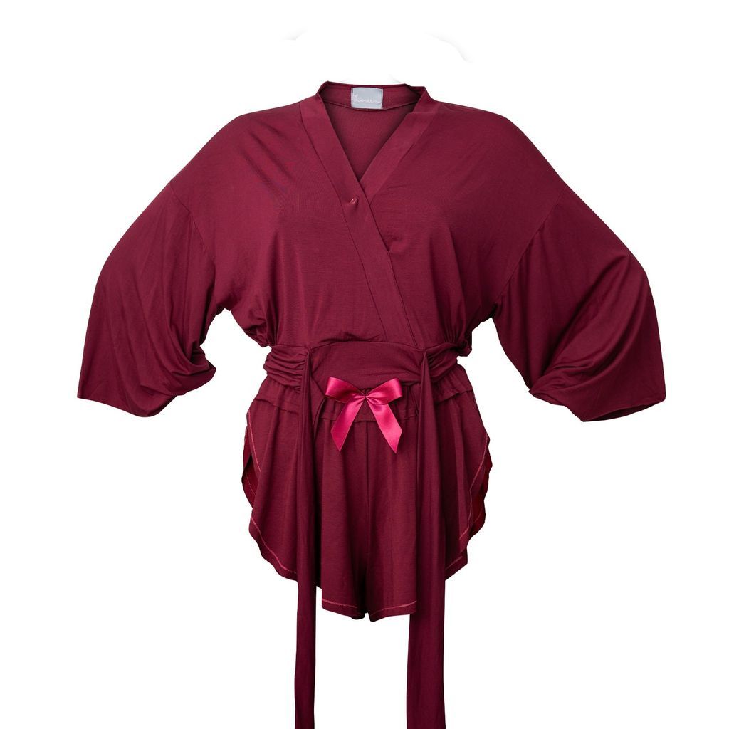 Women's Pink / Purple Wrap Top & Butterfly Shorts - Burgundy Small Loreen Label