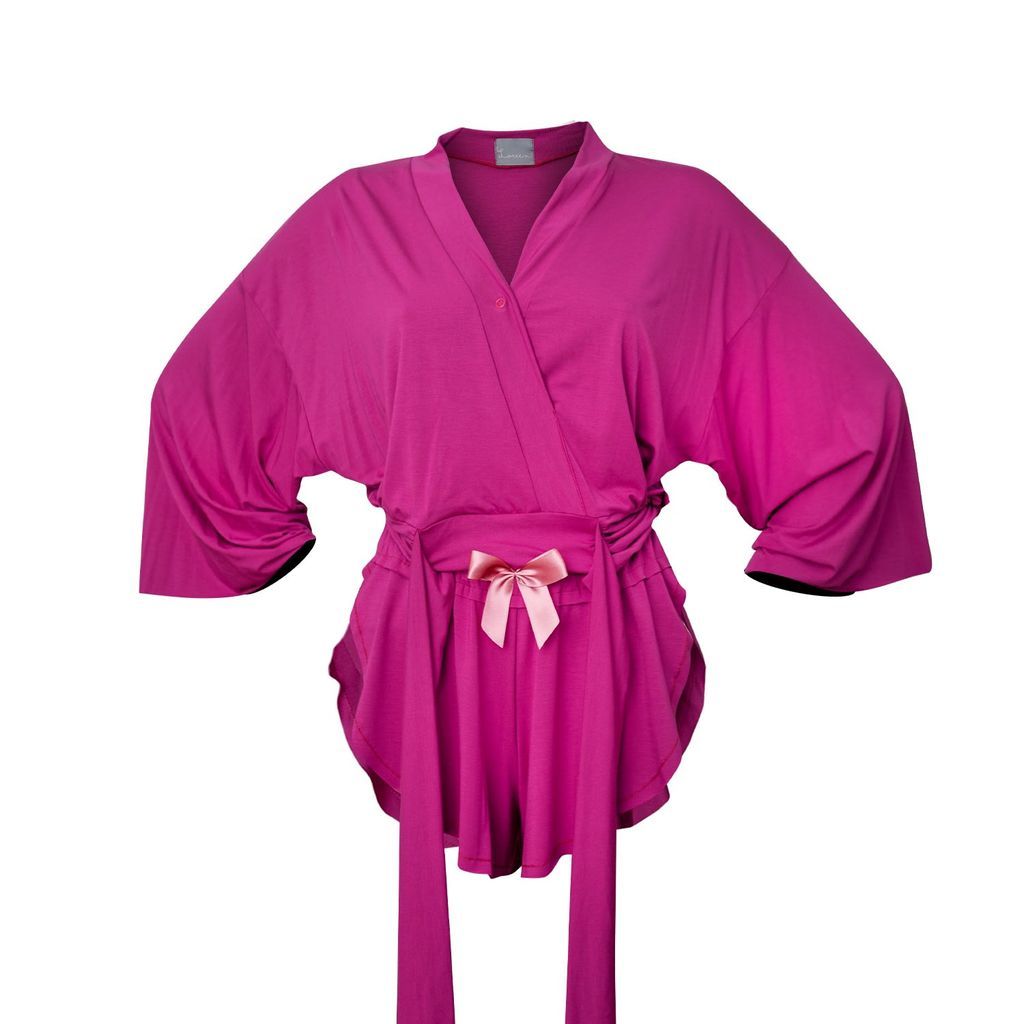 Women's Pink / Purple Wrap Top & Butterfly Shorts - Pink & Purple Small Loreen Label