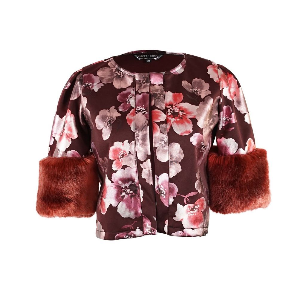 Women's Plum Nouveau Disco Faux Fur Crop Jacket Extra Small Jennafer Grace
