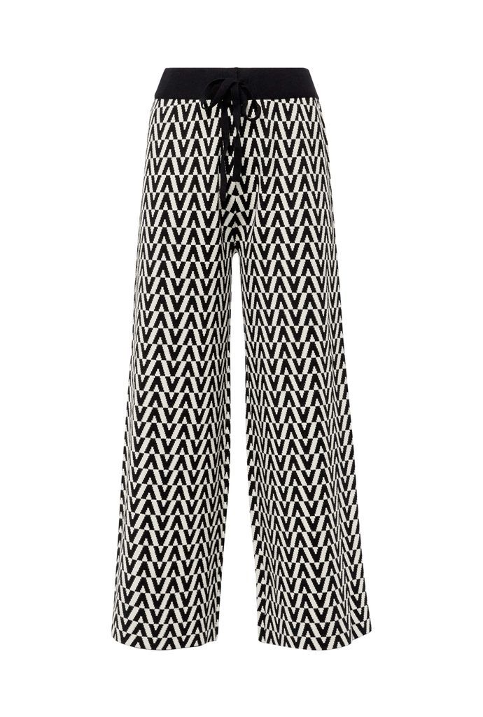 Women's Printed Knit Trousers In Black-White Small James Lakeland