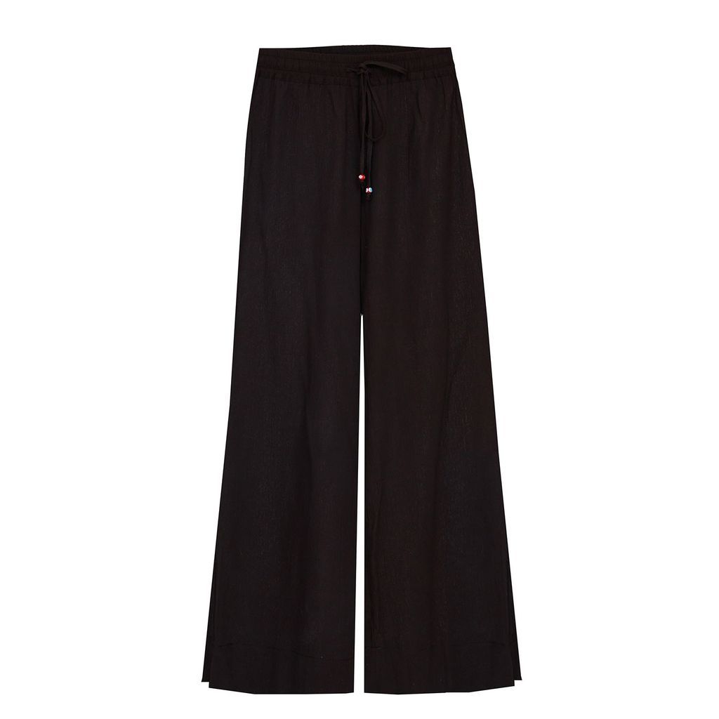 Women's Pull-On Trousers Crinkle Organic Cotton In Black Small N'Onat