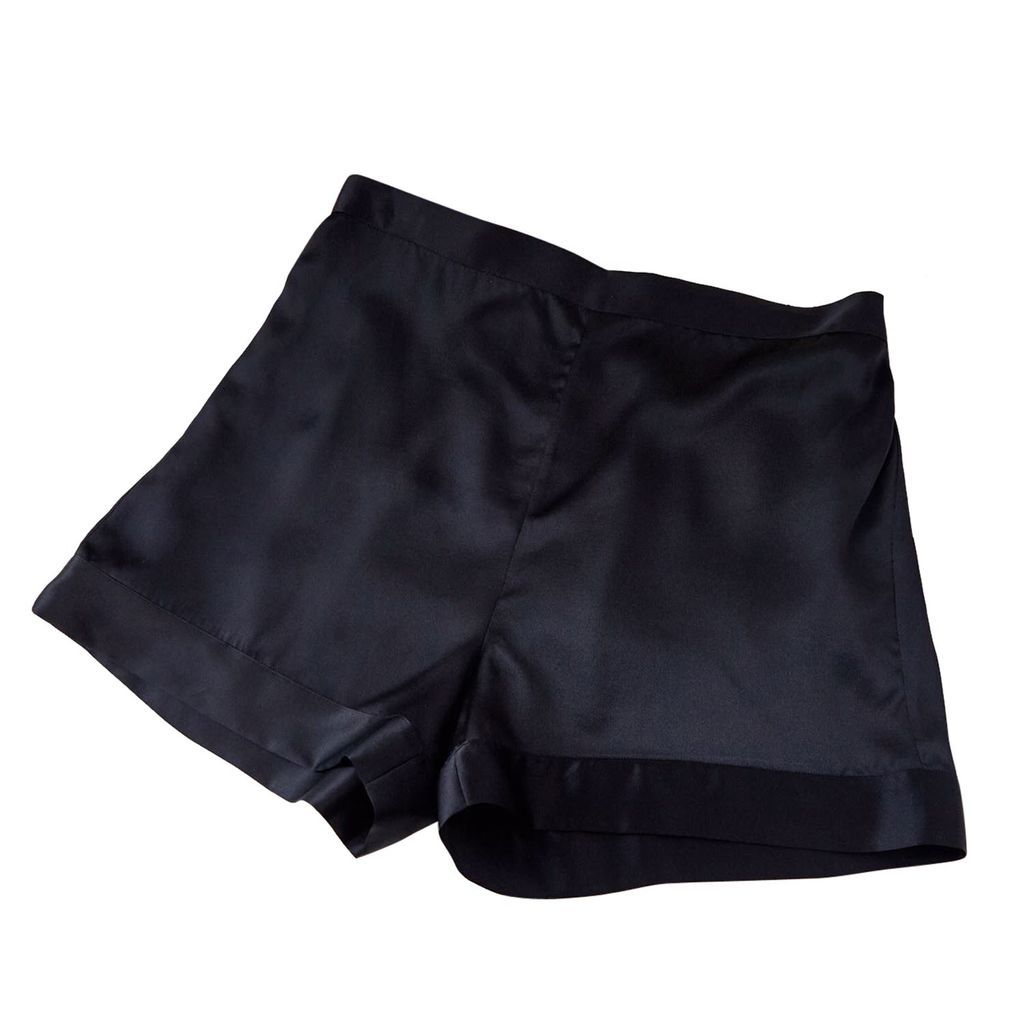 Women's Pure Mulberry Silk Shorts High-Waisted - Black Small Soft Strokes Silk