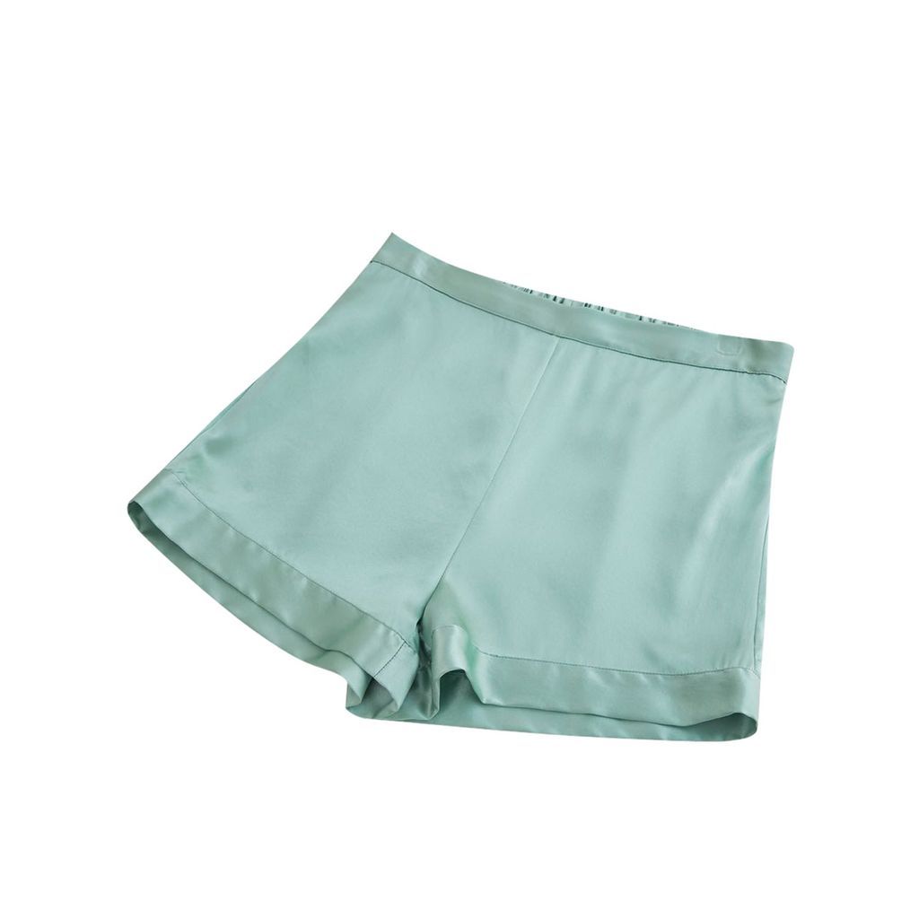 Women's Pure Mulberry Silk Shorts High-Waisted - Jade Green Small Soft Strokes Silk
