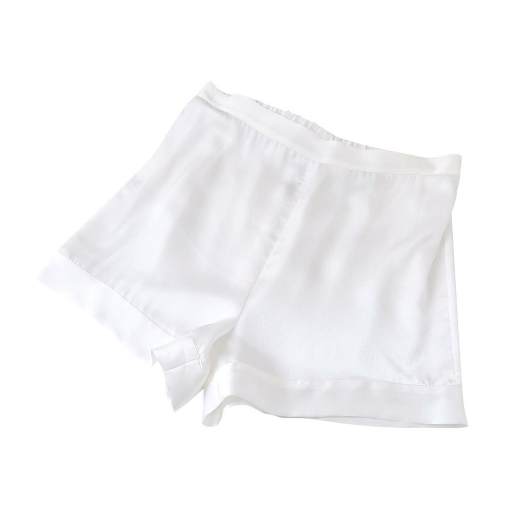 Women's Pure Mulberry Silk Shorts High-Waisted - Pearl White Small Soft Strokes Silk