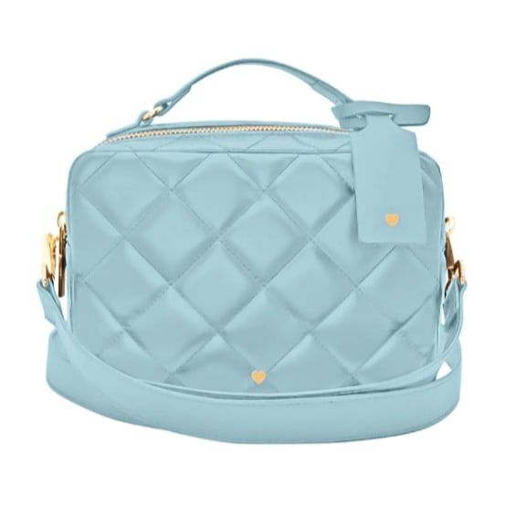 Women's Quilted Powder Blue Sasha Vegan Leather Bag One Size Johnny Loves Rosie