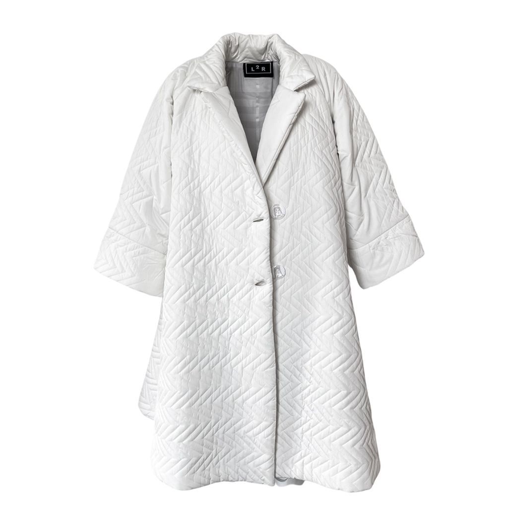 Women's Quilted Shell Down Opera Coat In White One Size L2R THE LABEL