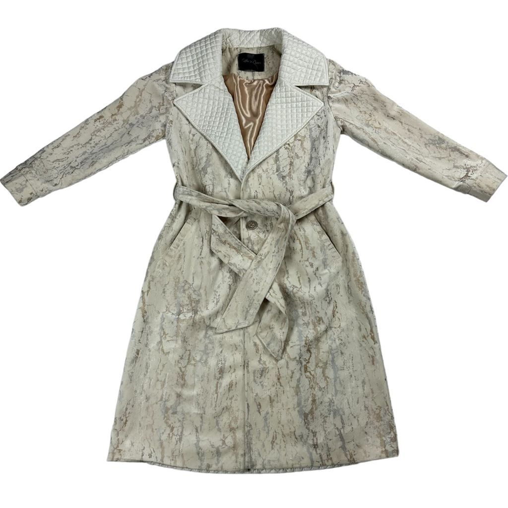 Women's Quilted Marble Trench - White Extra Small CASTLES & QUEENS