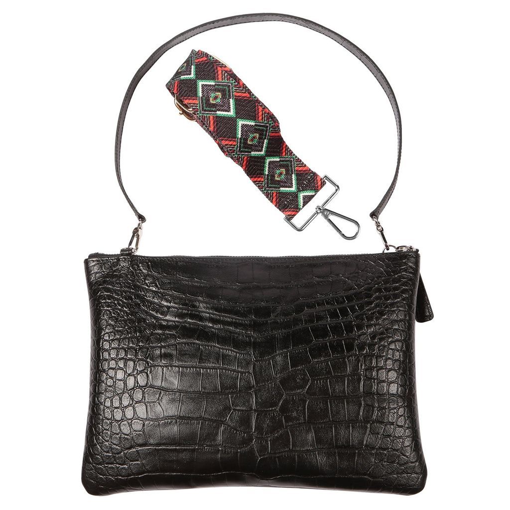 Women's Rainbow Croc-Embossed Leather Bag In Black SJW BAGS LONDON
