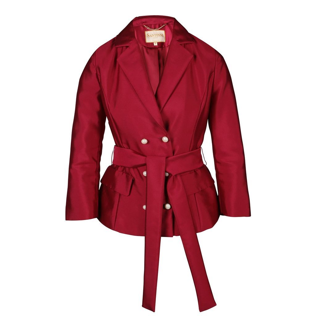 Women's Red 'Grace' 100% Wool & Silk Blazer In Rosso Xxs/Xs Santinni