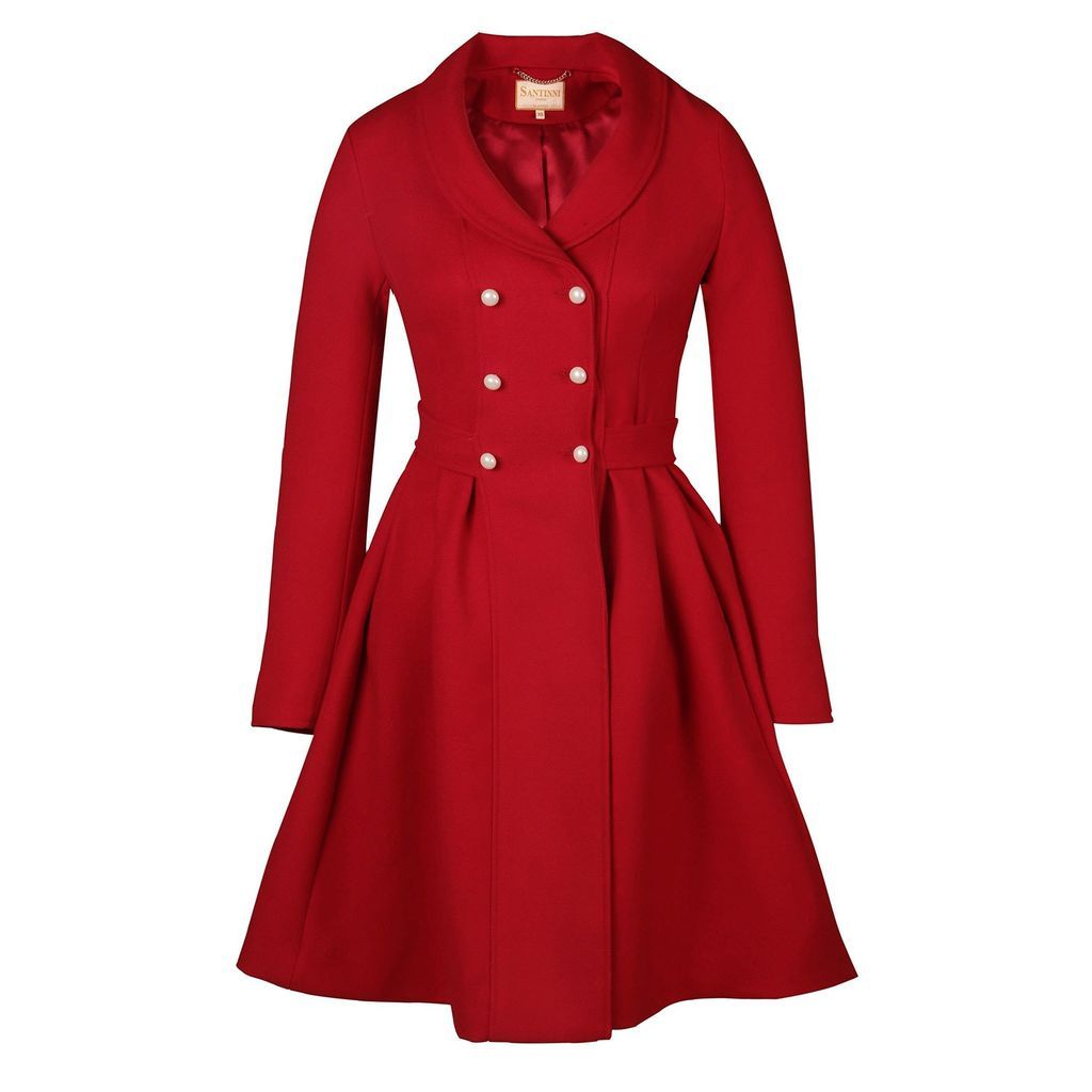 Women's Red 'The Long Hot Summer' 100% Wool Dress Coat In Rosso Xxs/Xs Santinni