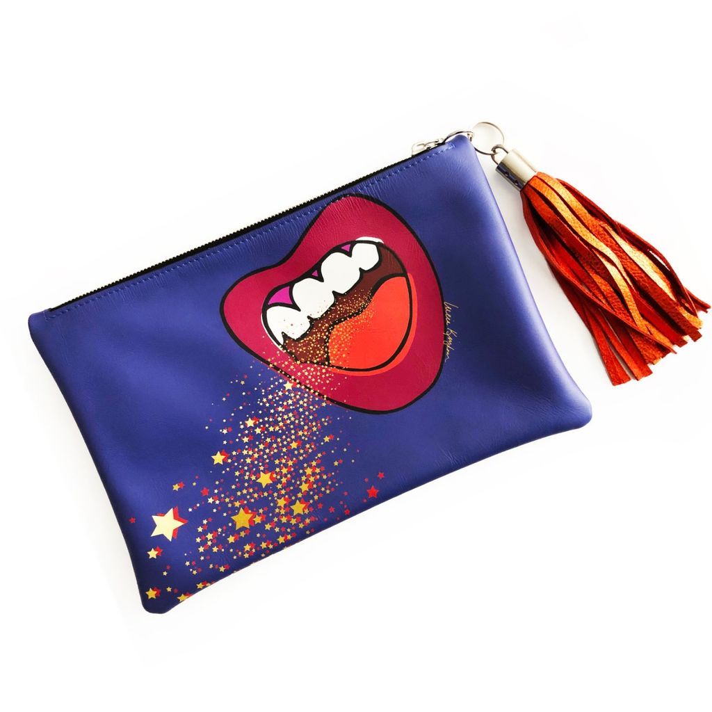 Women's Red / Blue Shout It Out Loud Leather Clutch Lucia Kinghorn