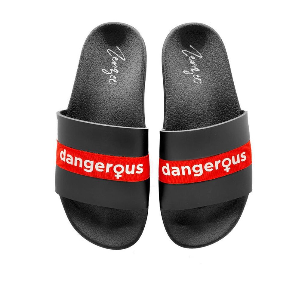 Women's Red / White / Black Dangerous Woman Slide Sandals 3 Uk Zenzee