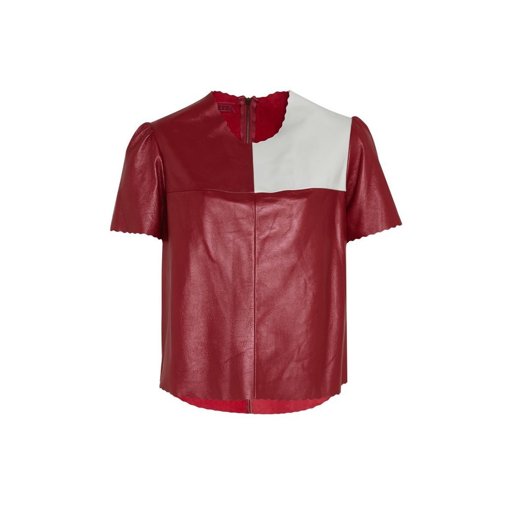Women's Red Boxter Leather Tee Burgundy & White Medium Manley
