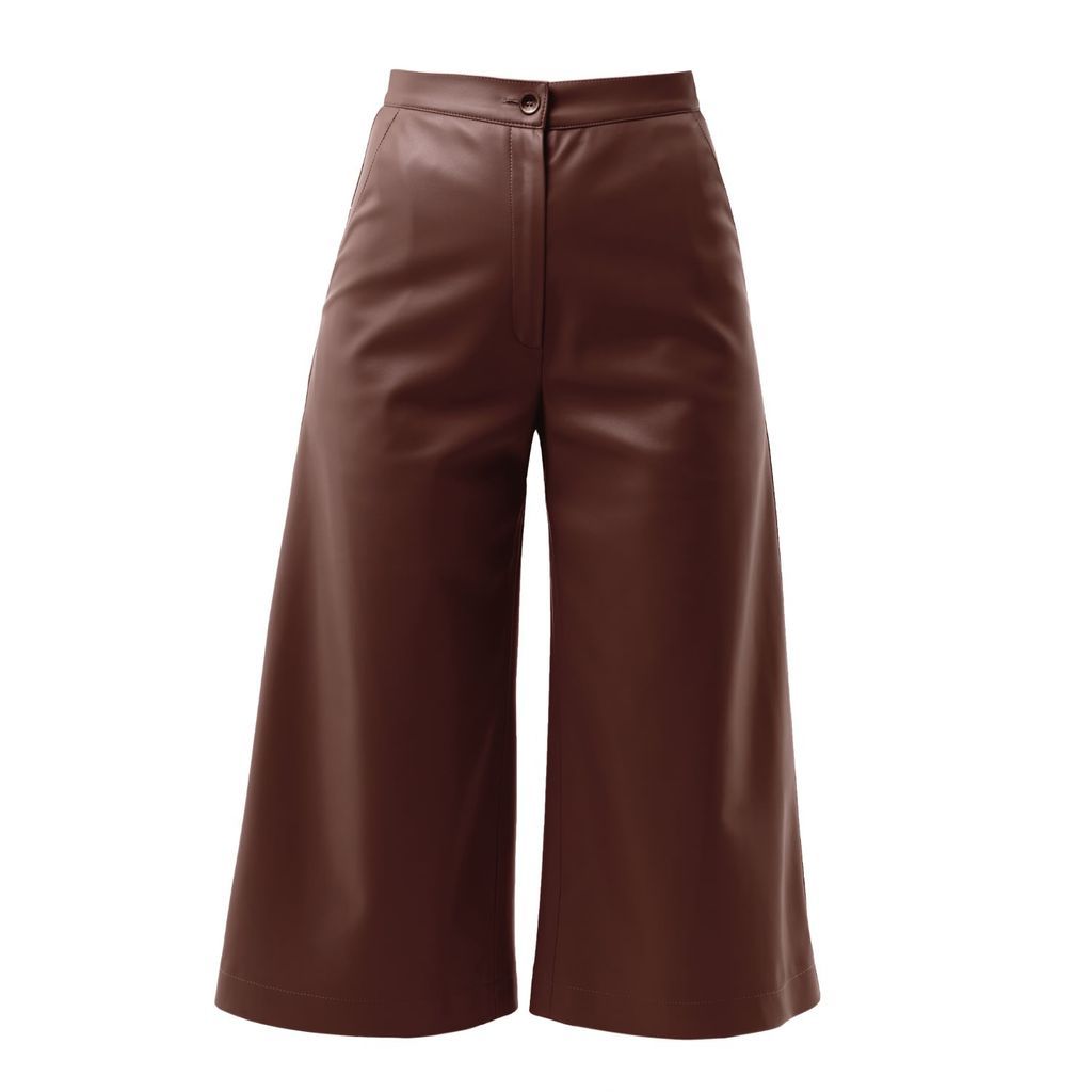 Women's Red Brown Faux Leather Cropped Trousers Small Julia Allert