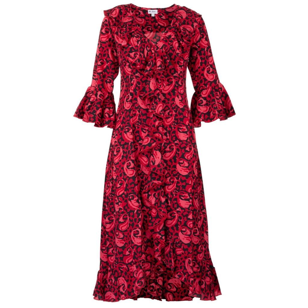 Women's Red Felicity Midi Dress Cranberry Swirl Extra Small At Last...