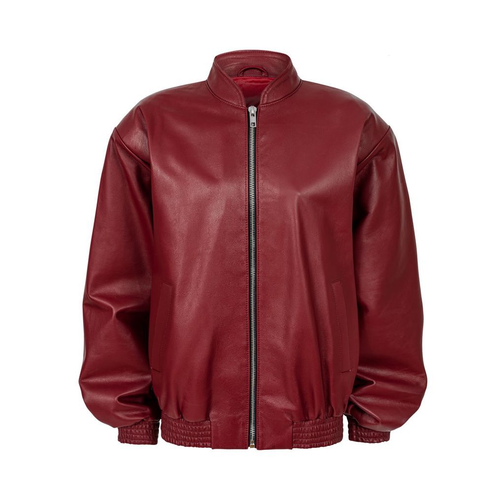 Women's Red Hailey Burgund Leather Jacket One Size Affair