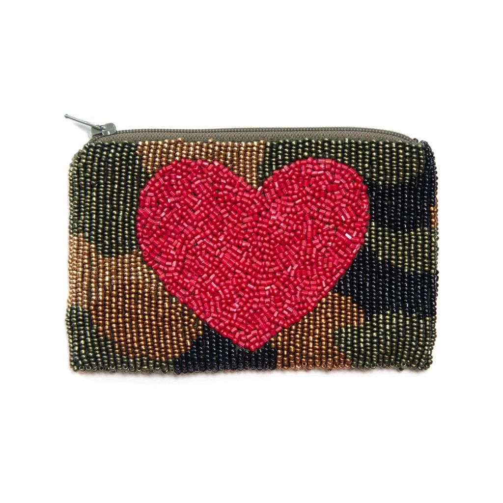 Women's Red Heart Olive Camo Pouch One Size TIANA DESIGNS