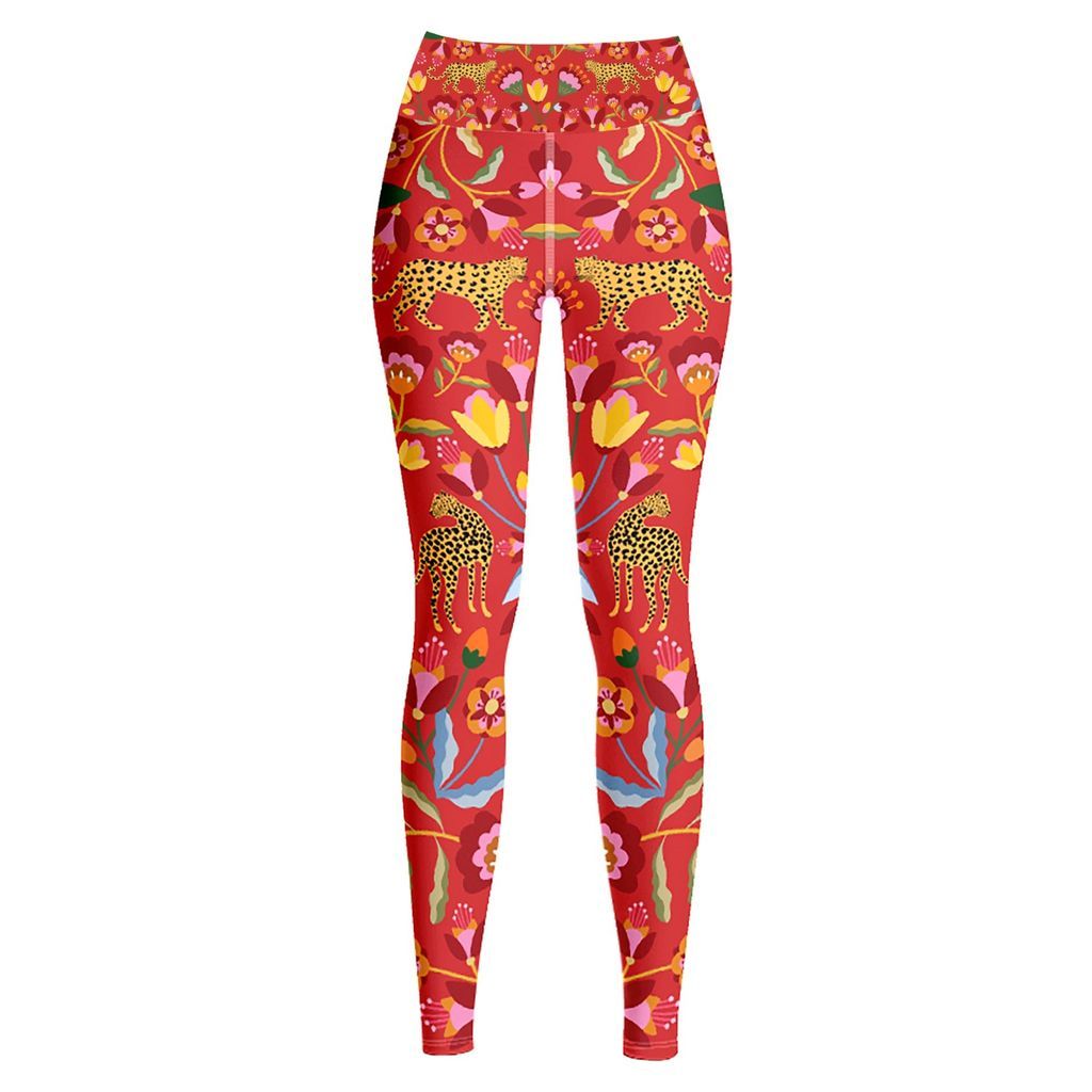 Women's Red High Waist Yoga Leggings In Holiday Small Jessie Zhao New York
