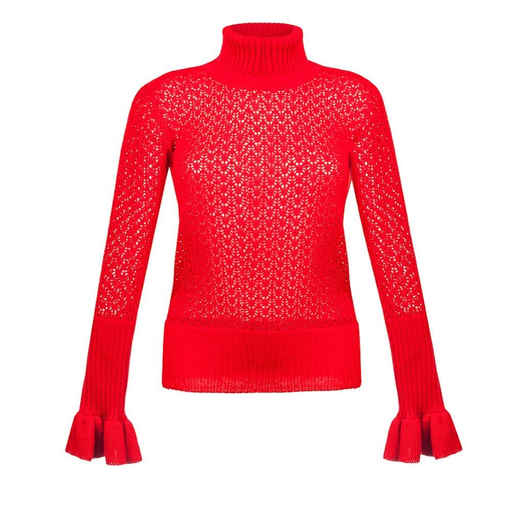 Women's Red Knit Turtleneck Extra Small ANDREEVA