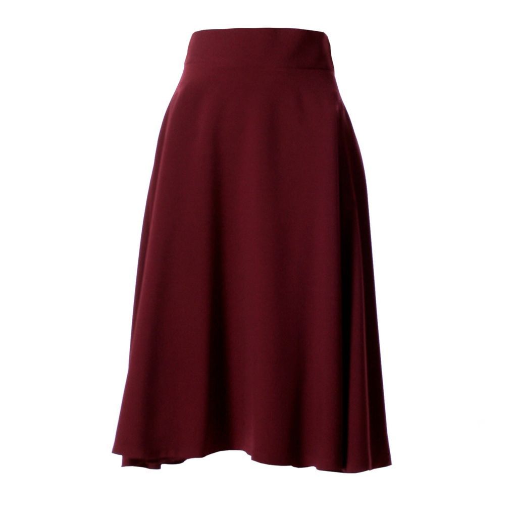 Women's Red Lesly Burgundy A Line Midi Skirt Extra Small VIKIGLOW
