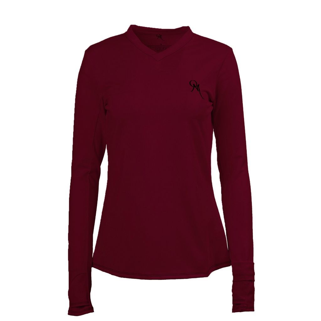 Women's Red Painite V Neck Watchopening Shirt - Maroon Extra Small ObservaMé
