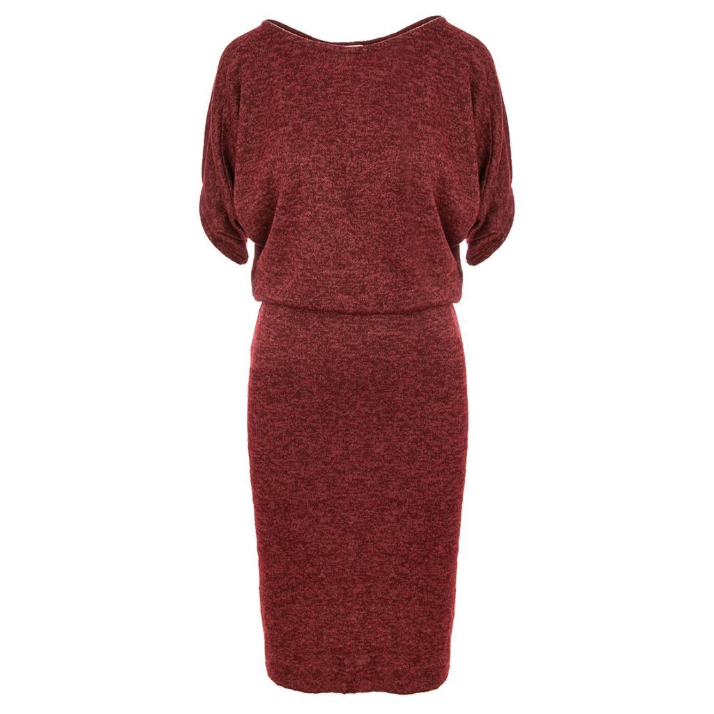 Women's Red Paris Jersey Knit Midi Dress In Burgundy Xs/S ROSERRY