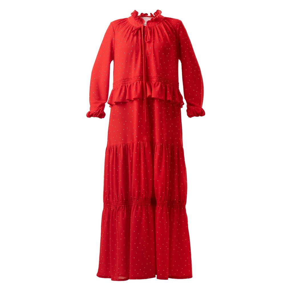 Women's Red Polka Dot Maxi Dress Small Julia Allert