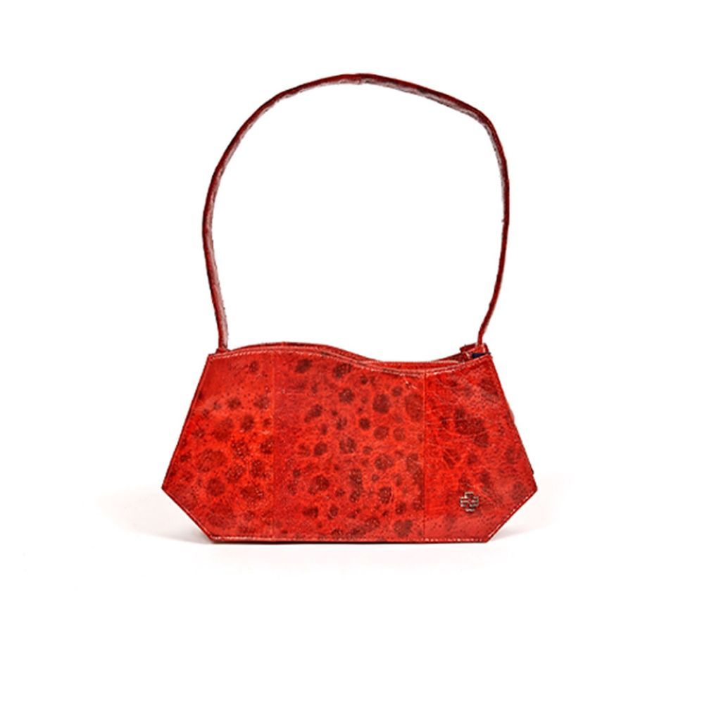 Women's Red Sienna - Fish Leather - Baguette Bag - Spotted Scarlet MAYU