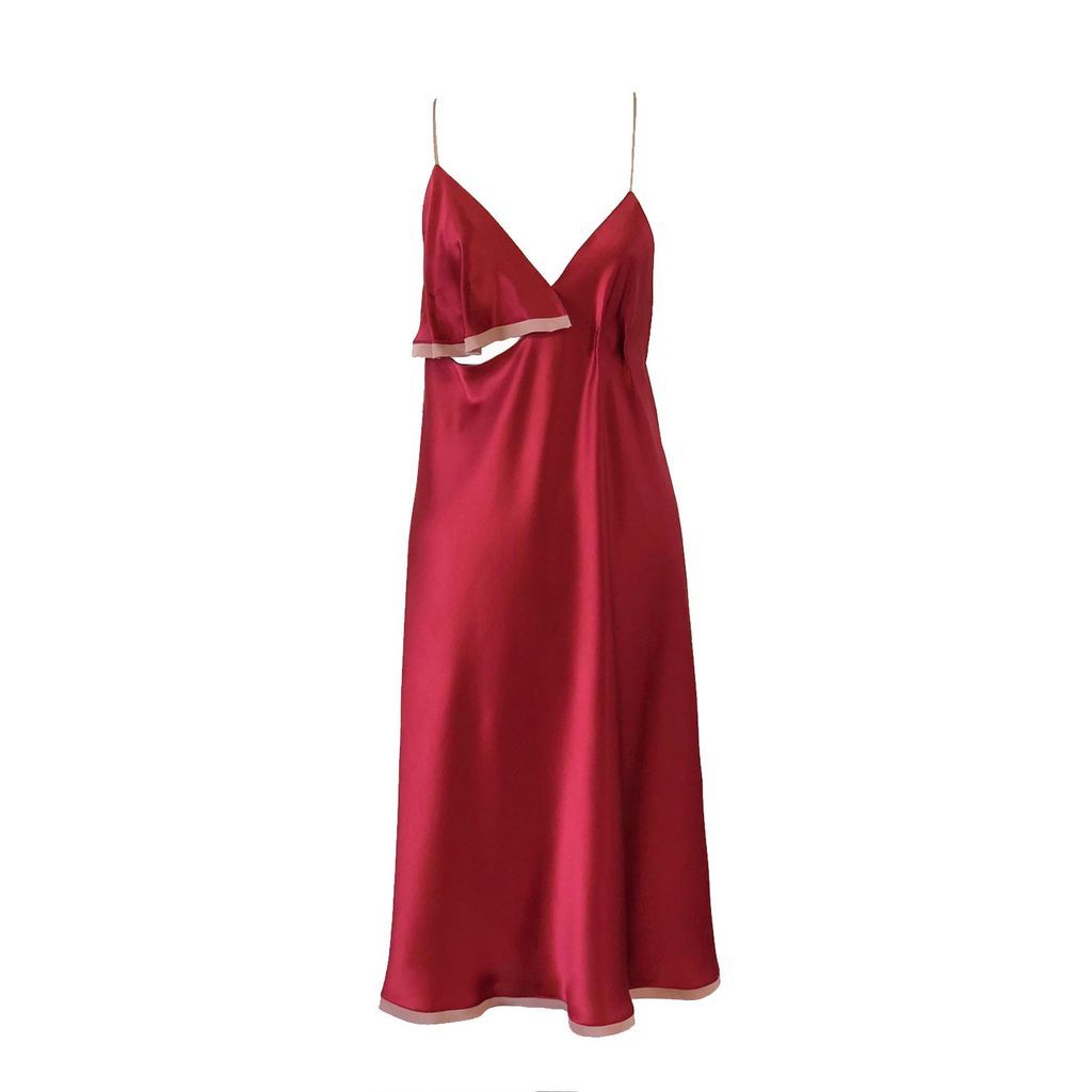 Women's Red Silk Slip Dress Small CREASE
