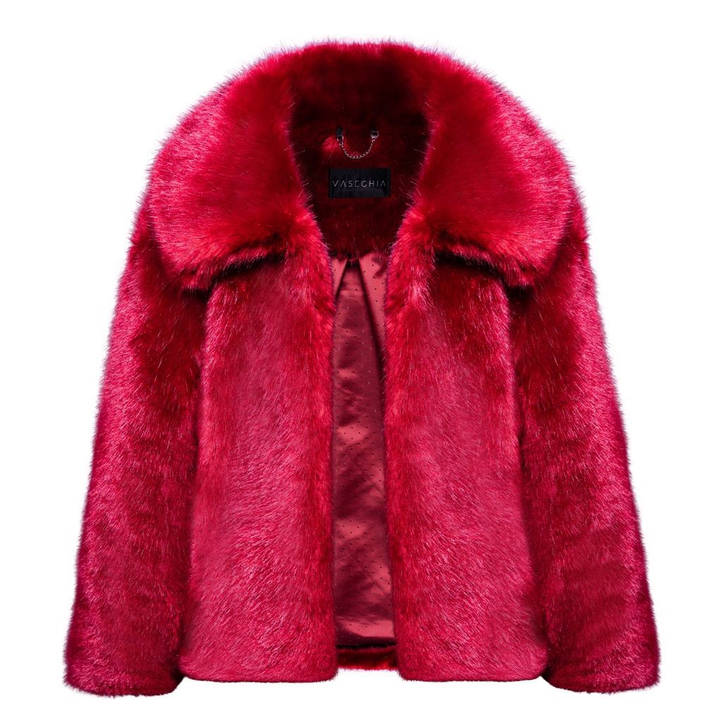 Women's Red Syrah Vegan Faux Fur Coat Xs/S VASEGHIA