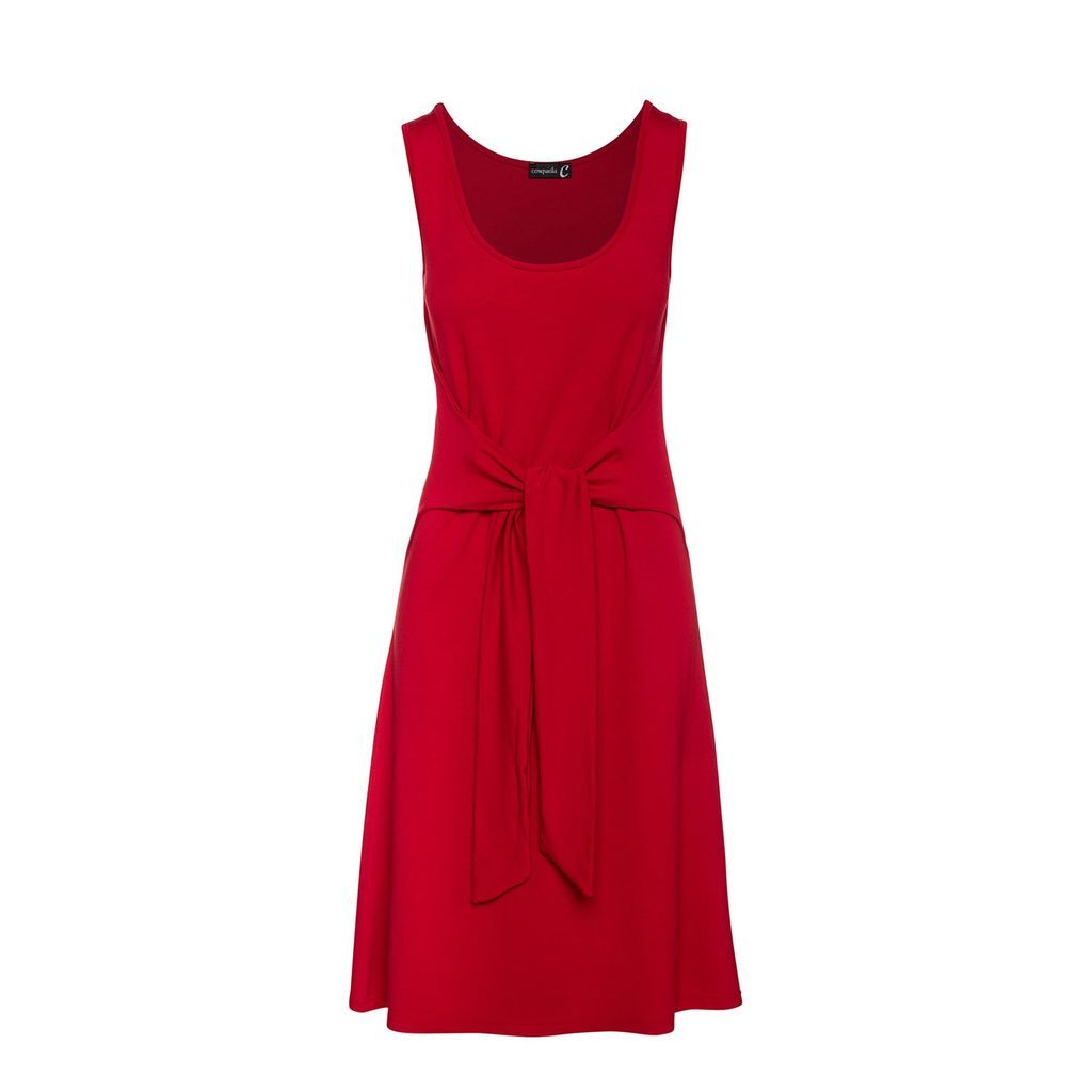 Women's Red Tie Waist Sleeveless Dress Extra Small Conquista