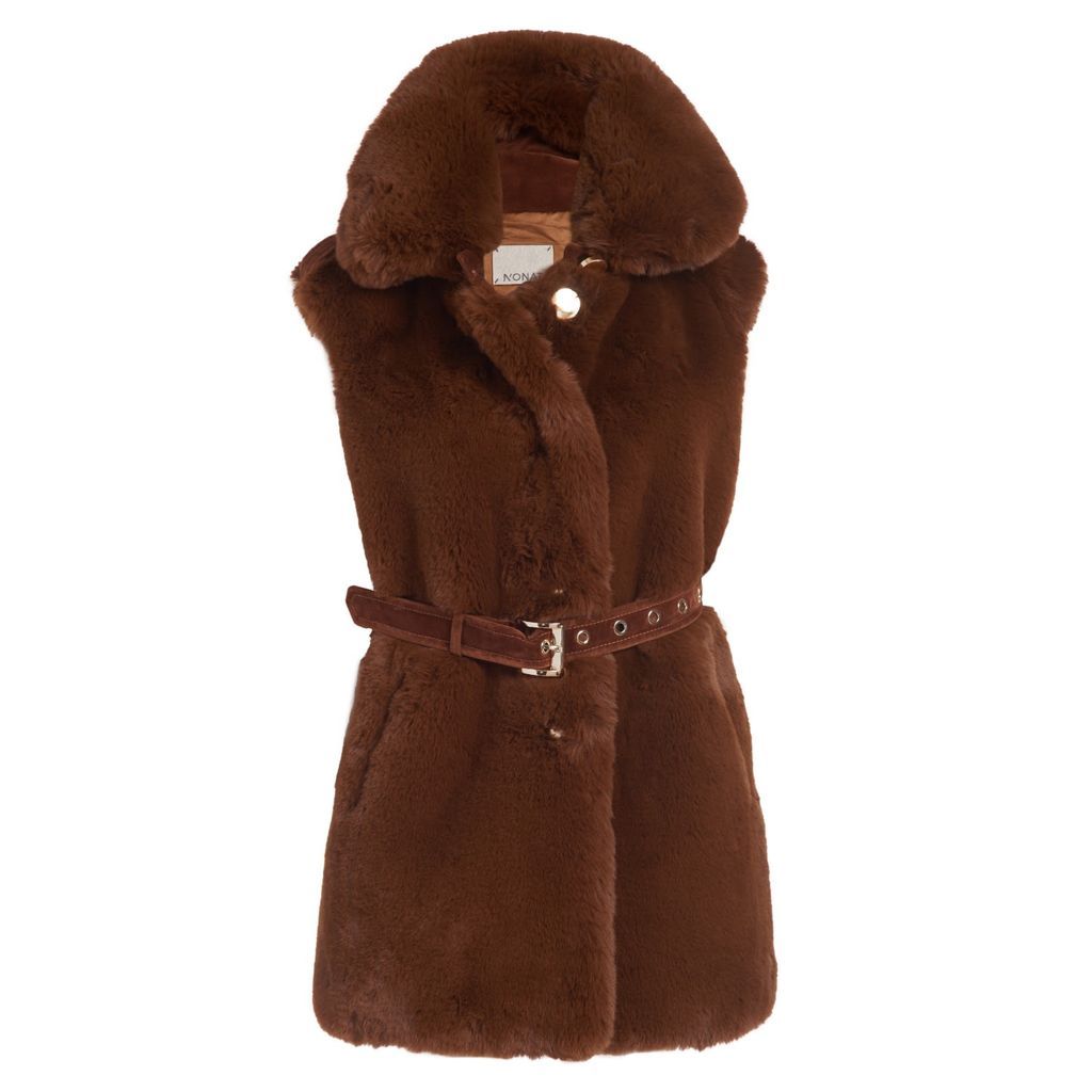 Women's Rex Faux Fur Vest In Brown Medium N'Onat